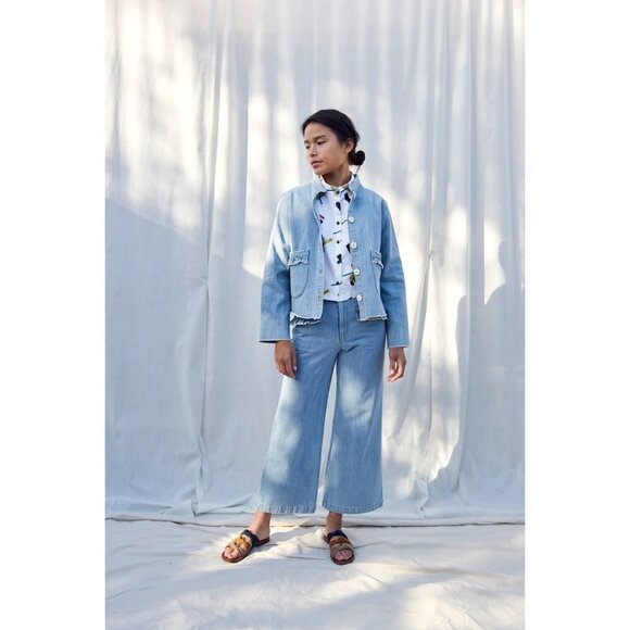 Women's SELVA NEGRA Size S Lucille Jacket, Sea Salt Pockets Ruffle $300 - Picture 13 of 16